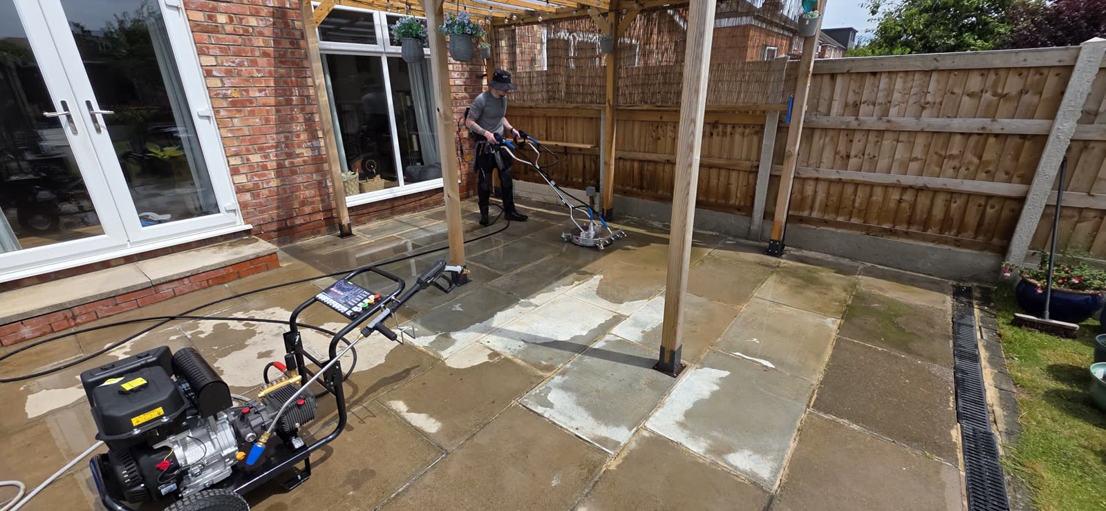 During patio pressure washing in Southport